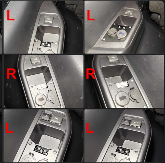 Power sockets at left / right 3rd row cupholders in rear boot for Toyota LandCruiser 300