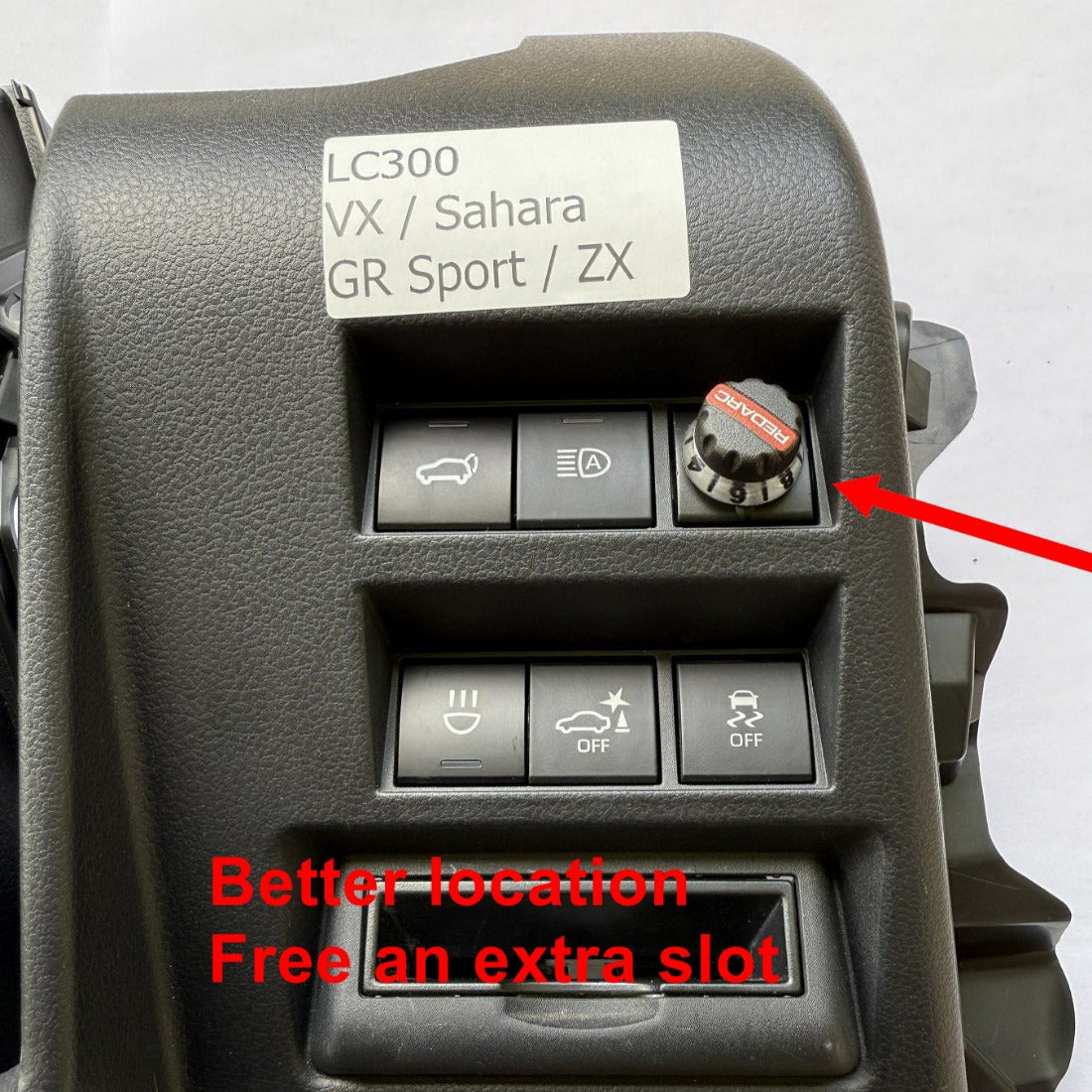 Unique Towpro adjust knob holder / insert for RedArc Brake Controler V3 elite on Toyota Land Cruiser 300 VX / Sahara / GR Sport / ZX