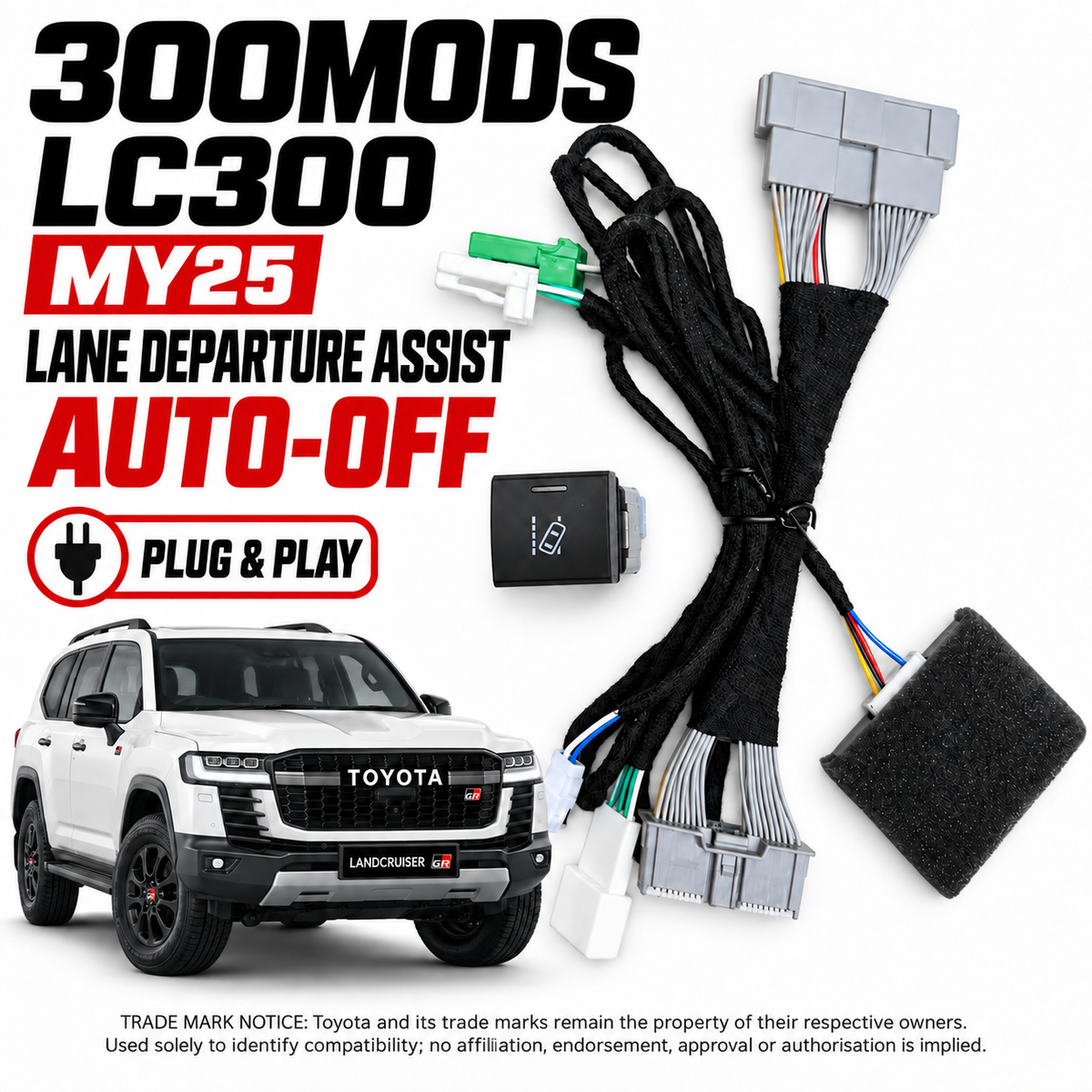 Lane Departure Alert Auto Switch-off at Startup compatible with Toyota LandCrusier 300 all series (2025 - Current)