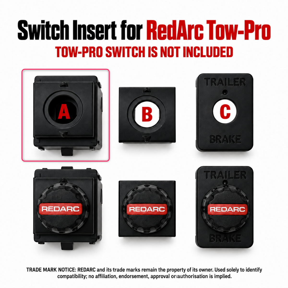 Unique Towpro switch insert for RedArc Brake Controler V3 elite suitable for Hilux N90 (2026 onwards))