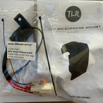UHF Microphone Dashboard Mount and Power Pickup Loom compatible with LC 250 (2024 - current)