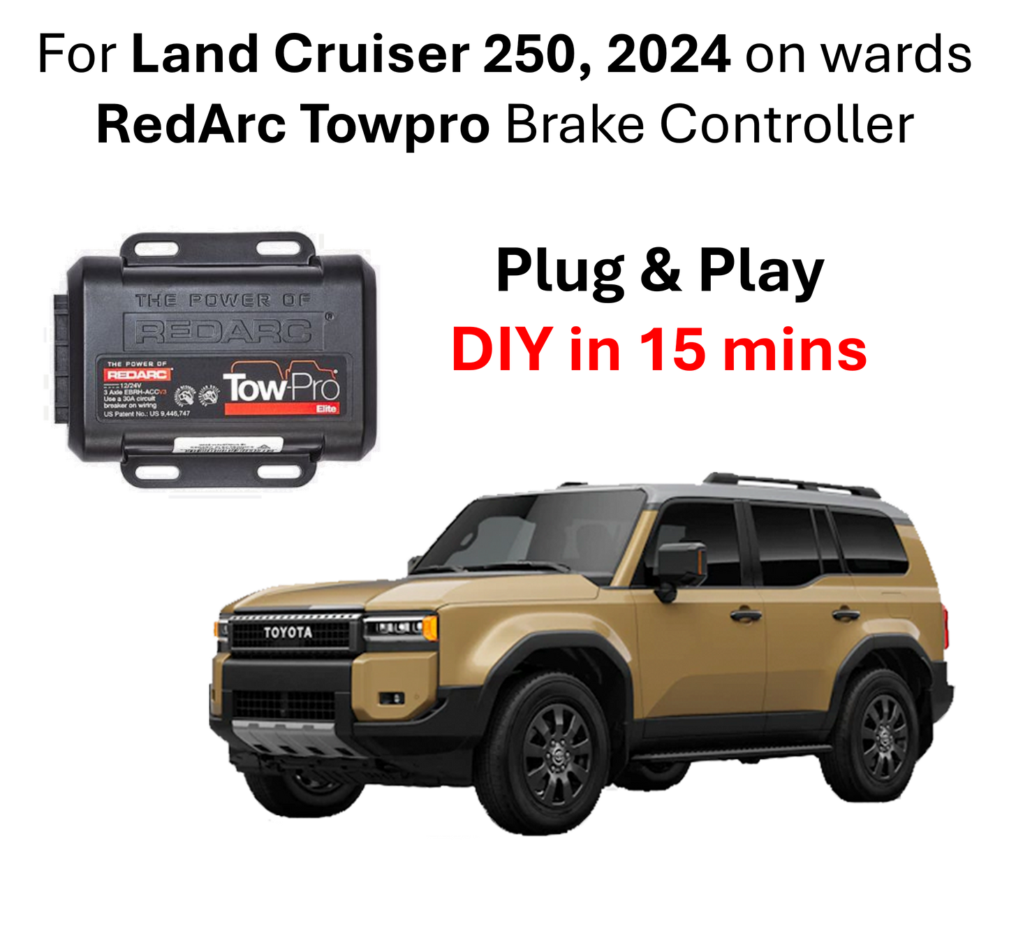 15mins DIY RedArc Brake Controller Towpro Kit compatible with Toyota Prado 250 LC250, 2024 onwards