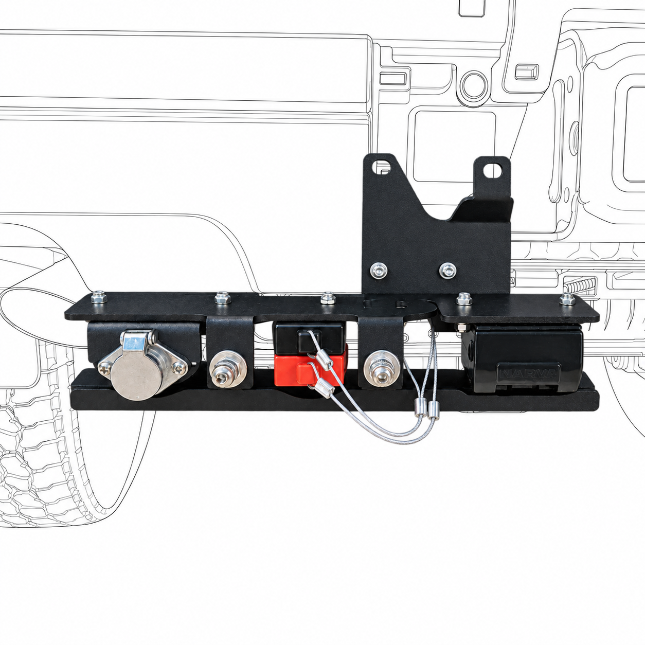 TLR Trailer Bracket and Guard for Toyota Landcruiser 300 Series – Left Hand Side